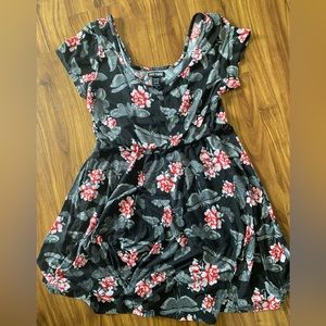 Floral Moth Print Knit Skaterdress